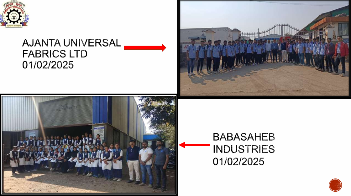 Industrial Visit- Ajanta Universal Fabrics Ltd and Babasaheb Engineering  works (Machine shop)